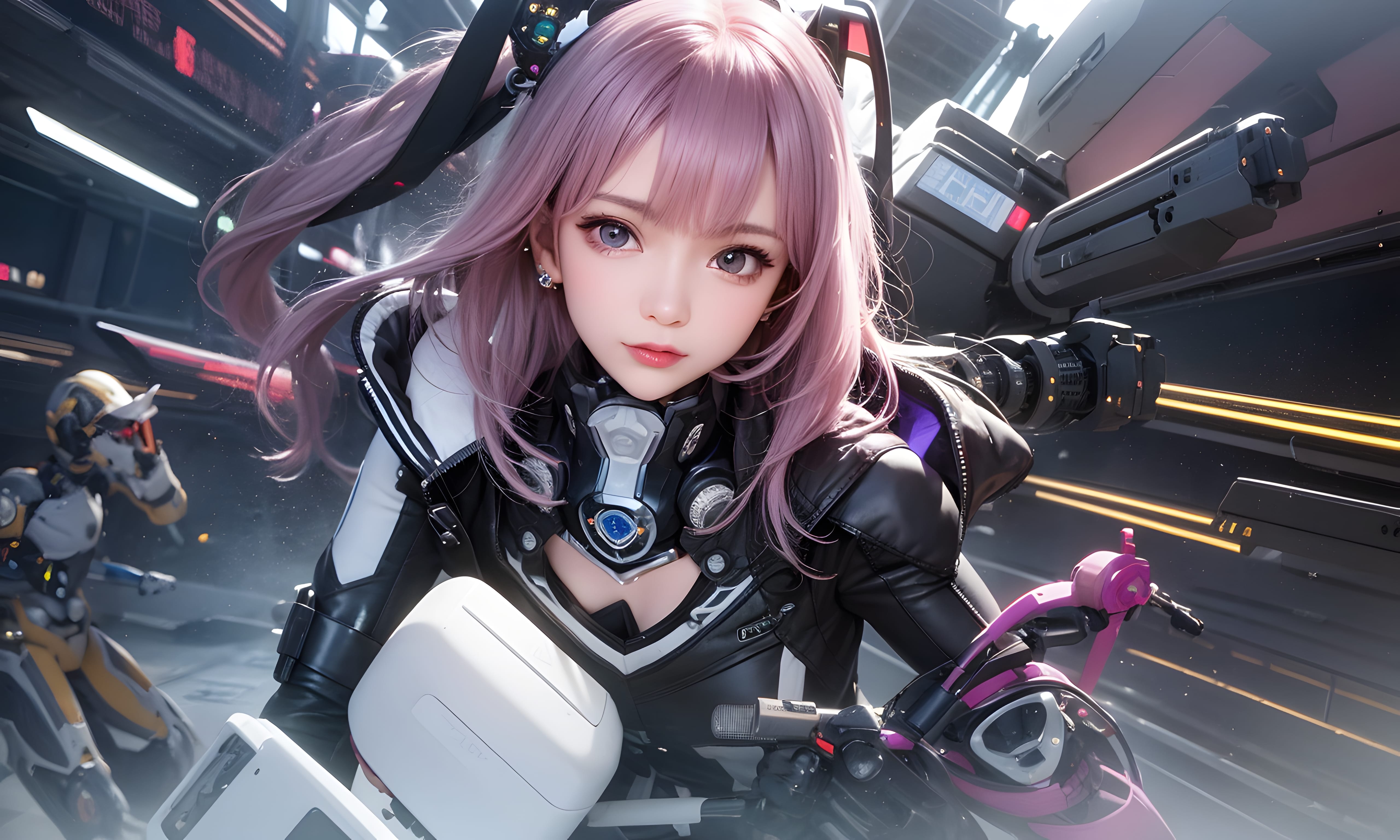 Mecha Girl 4k167p AI Mecha Girl Painting Wallpaper High quality Cyberpunk women (141)