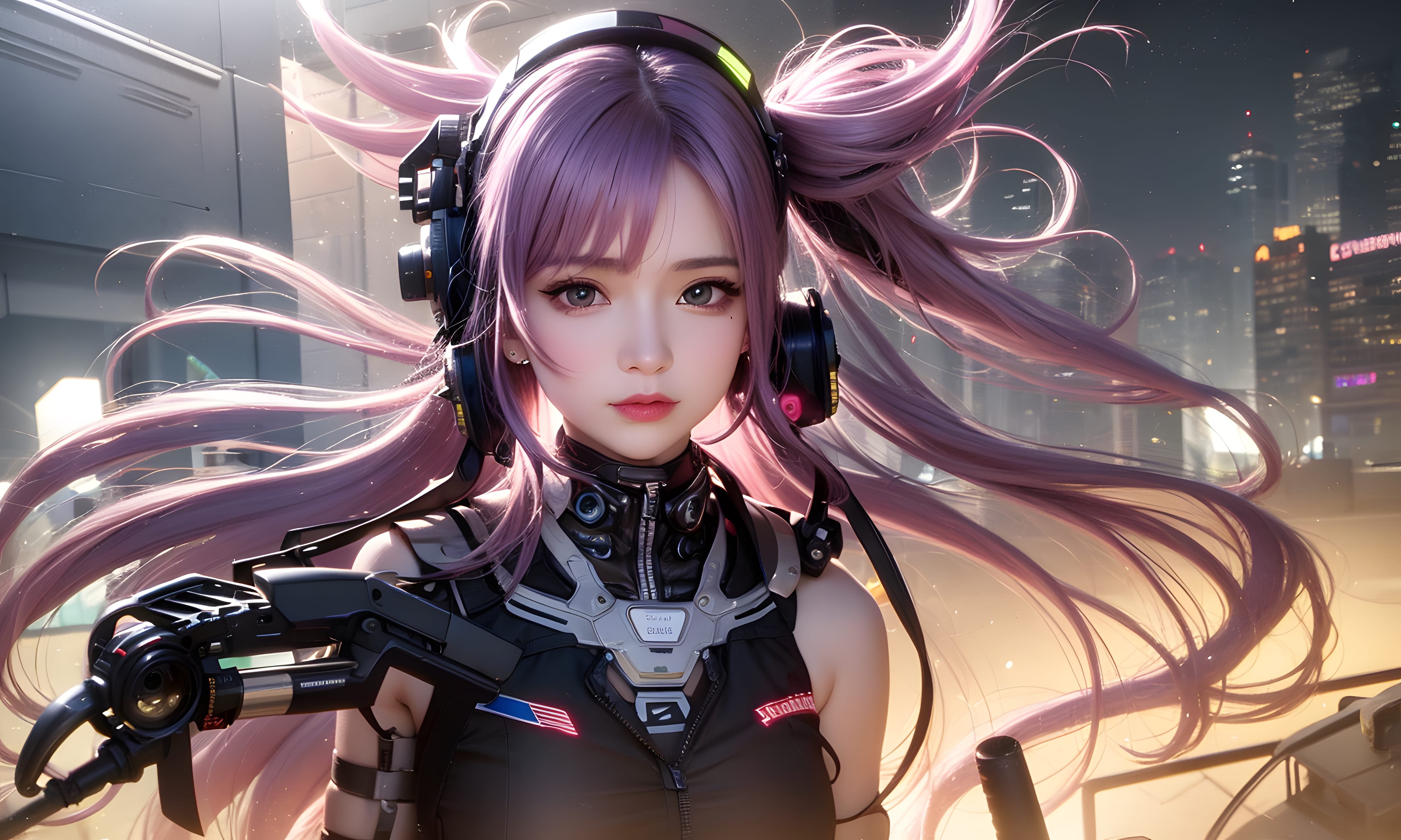 Mecha Girl 4k167p AI Mecha Girl Painting Wallpaper High quality Cyberpunk women (135)