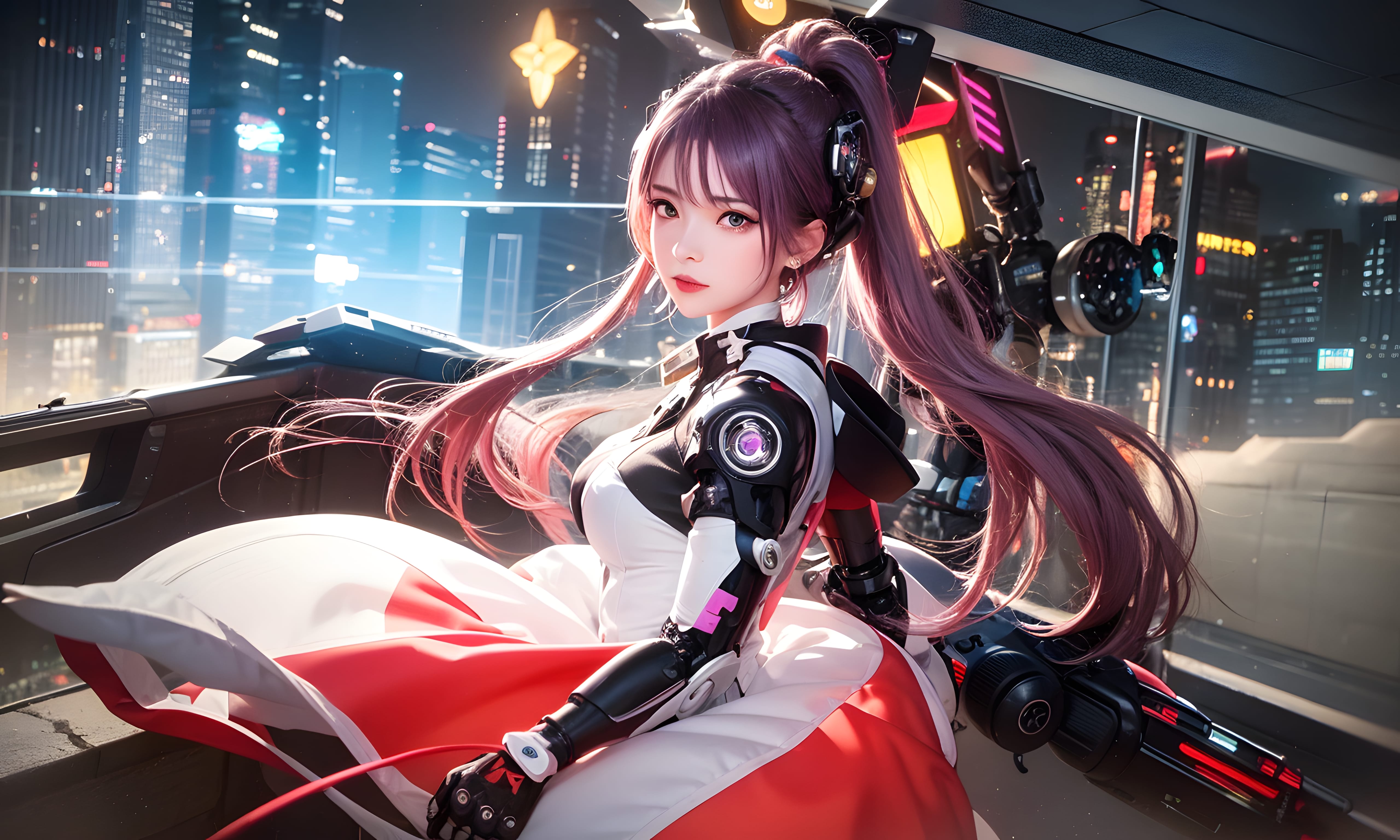 Mecha Girl 4k167p AI Mecha Girl Painting Wallpaper High quality Cyberpunk women (139)