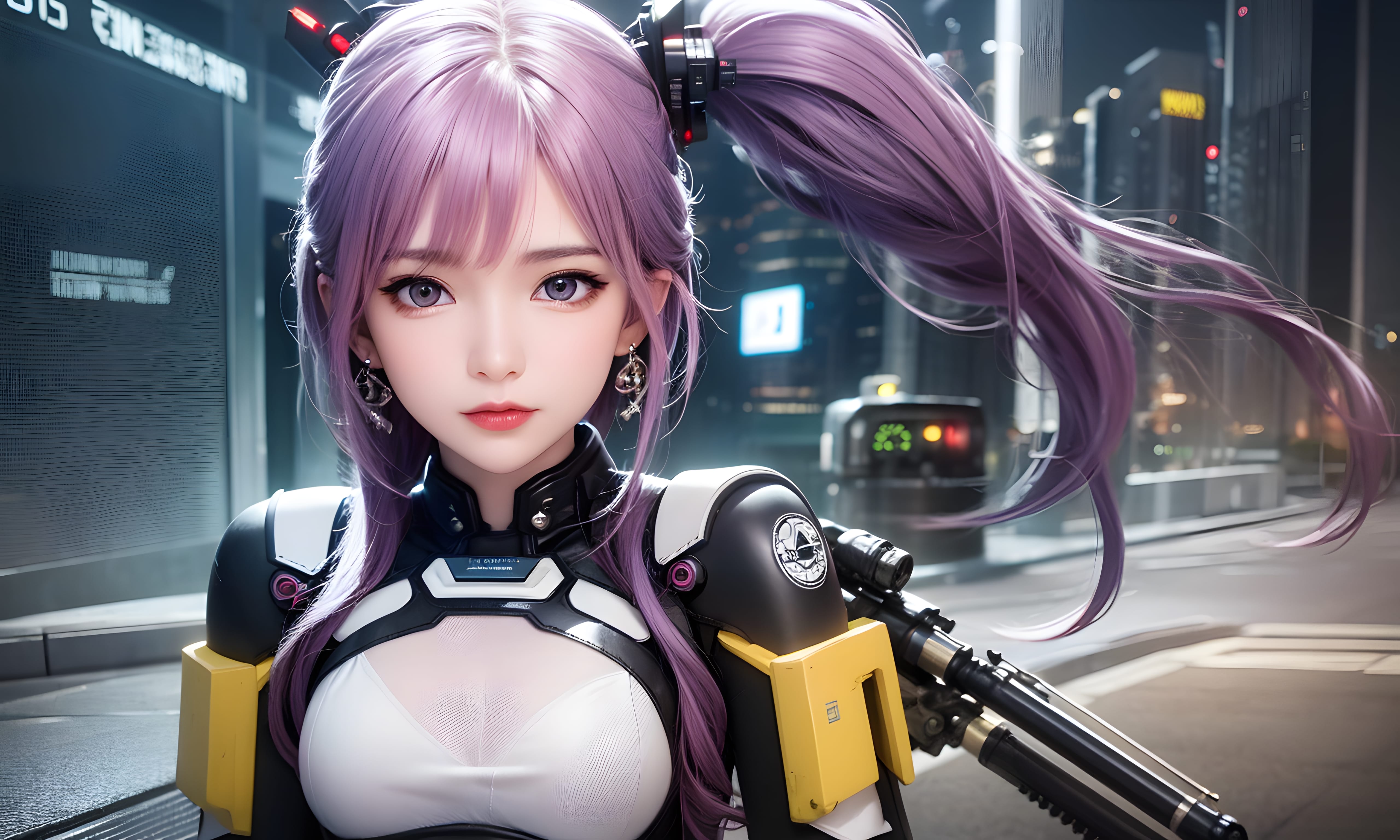 Mecha Girl 4k167p AI Mecha Girl Painting Wallpaper High quality Cyberpunk women (136)