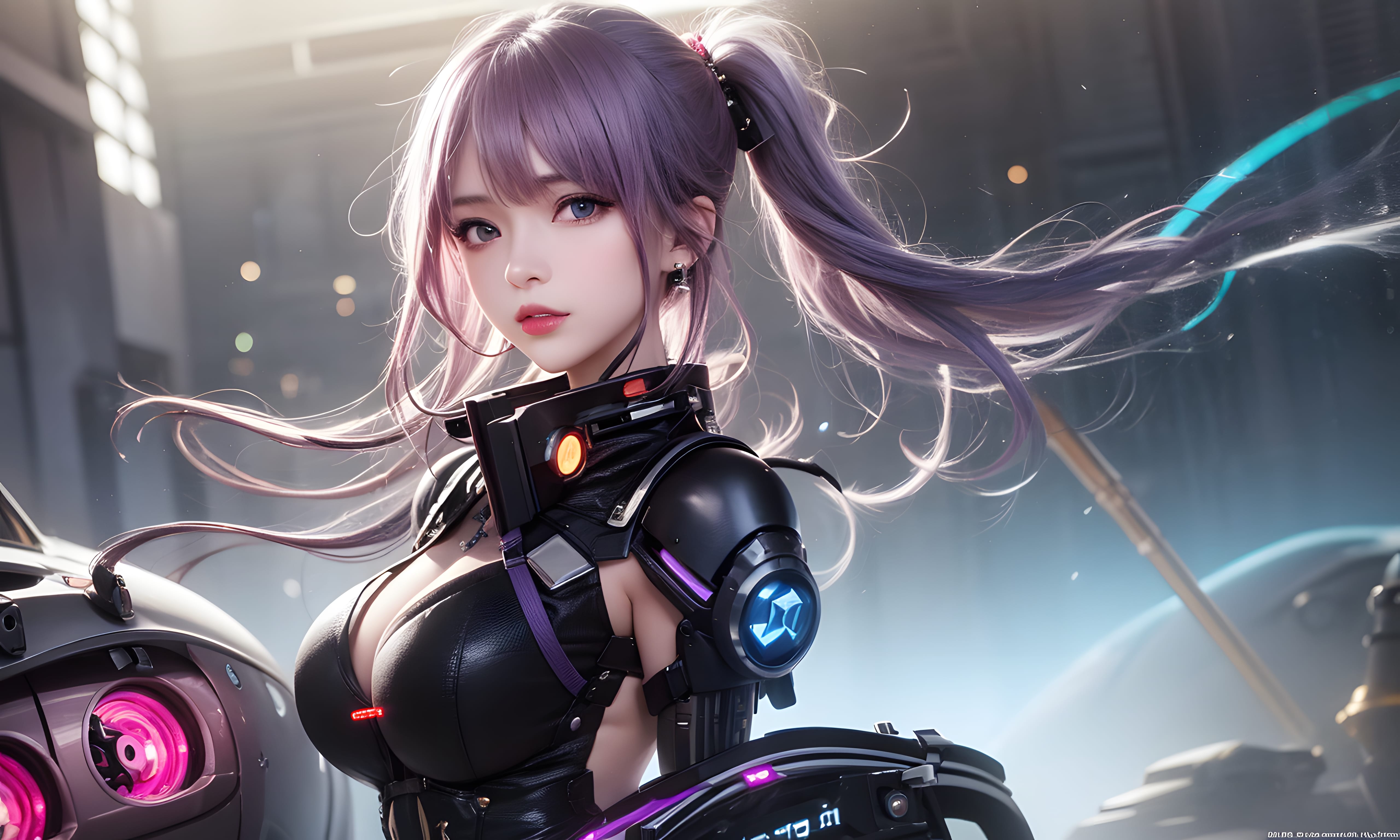 Mecha Girl 4k167p AI Mecha Girl Painting Wallpaper High quality Cyberpunk women (143)