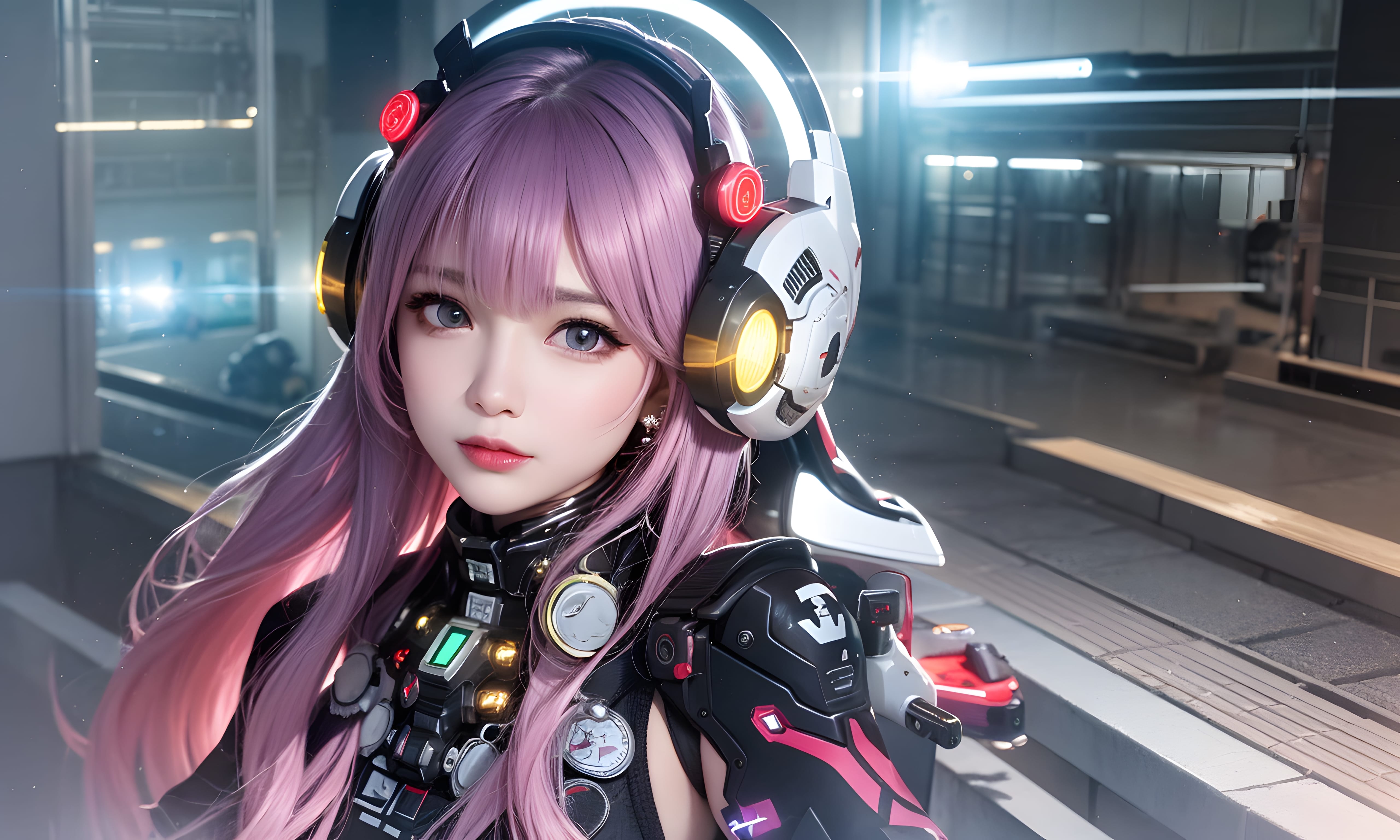 Mecha Girl 4k167p AI Mecha Girl Painting Wallpaper High quality Cyberpunk women (137)