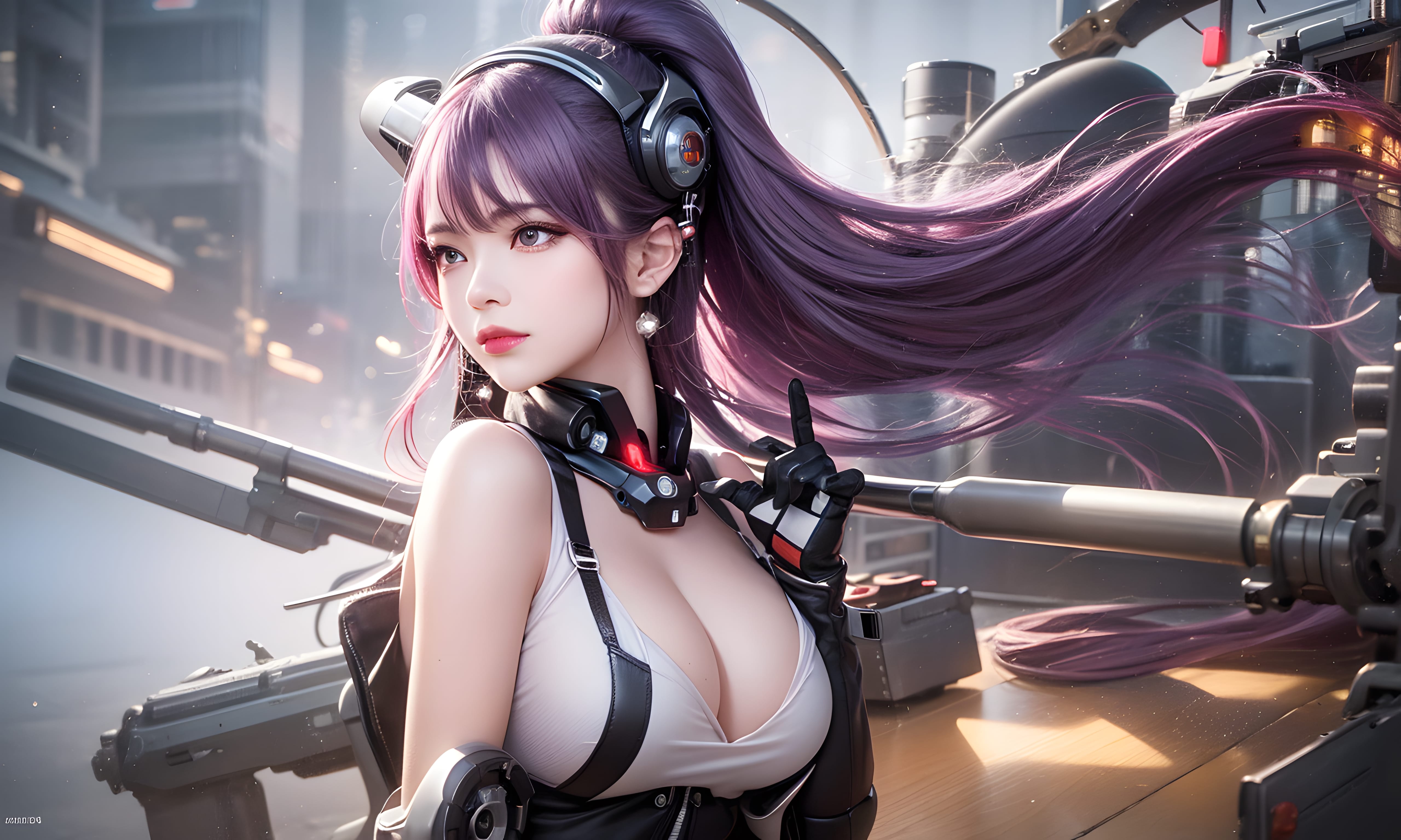 Mecha Girl 4k167p AI Mecha Girl Painting Wallpaper High quality Cyberpunk women (142)